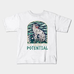 white tiger lover gift, Korea traditional embroidery art style, positive quote for enthusiasts of South Korean Culture Kids T-Shirt